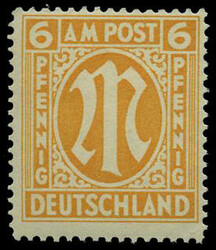 6 Pf. gelborange, englischer Druck, gezähnt "C", postfrisches ...